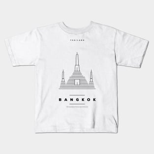 Bangkok Minimal Black Line Design Kids T-Shirt